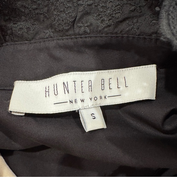 Hunter Bell Carter Mini Dress Lace Cotton Poplin Preppy Dark Academia Black Sz S - Picture 4 of 15
